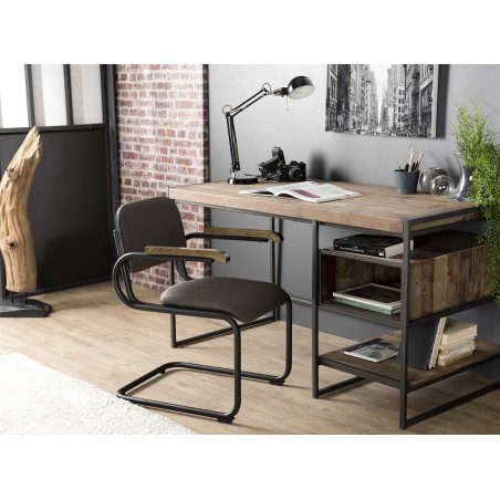 Bureau SIXTINE en teck recyclé - 1 niche et 1 tablette