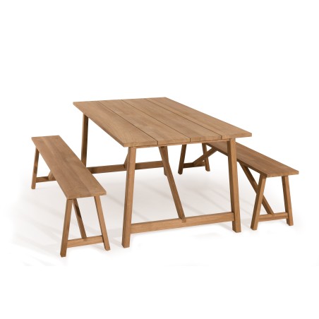 Ensemble de jardin en bois teck KIM - 6/8 pers - Table 180*90 cm