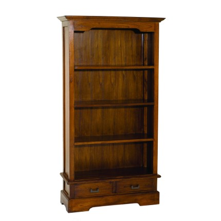 LORINE Brown 3-Shelf 2-Drawer Mindi Wood Bookcase