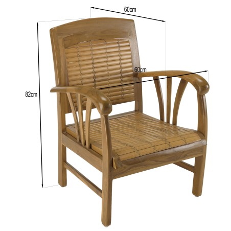 WALLY - Brown Teak and Bamboo Armchair