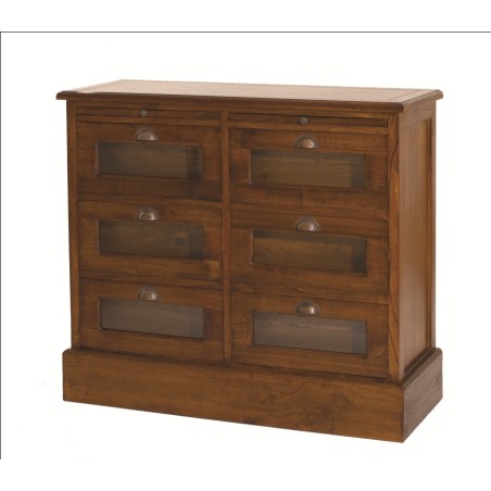 LORINE - Brown 6 Drawer Mindi Wood Grainetier