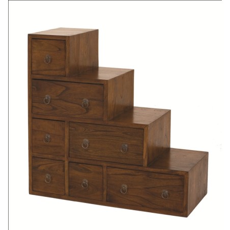 LORINE Small Brown Mindi Wood Staircase Cabinet