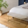 Banc velours gris taupe AGATHE - Pieds métal doré