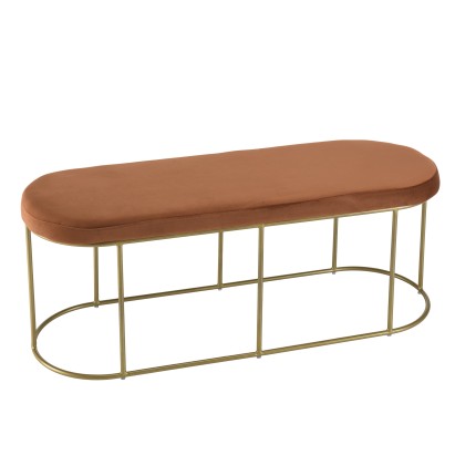 Banc velours orange AGATHE - Pieds métal doré