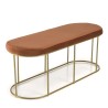 Banc velours orange AGATHE - Pieds métal doré