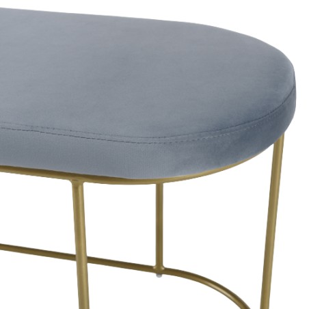Banc AGATHE velours bleu pieds métal doré