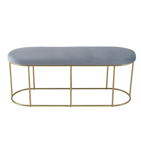 Banc AGATHE velours bleu pieds métal doré