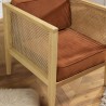 AGATHE Cane Armchair with Removable Orange Velvet Seat