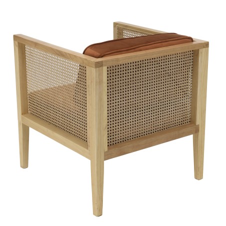 Fauteuil AGATHE - Rotin et velours orange