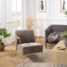 Fauteuil lounge AGATHE - Tissu taupe métal doré