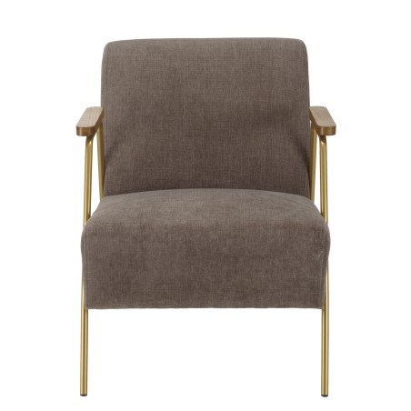 Fauteuil lounge AGATHE - Tissu taupe métal doré