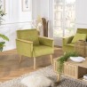 AGATHE Light Green Velvet Armchair - Wooden Legs & Armrests
