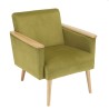 Fauteuil AGATHE - Velours vert clair et bois