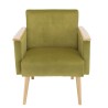 Fauteuil AGATHE - Velours vert clair et bois