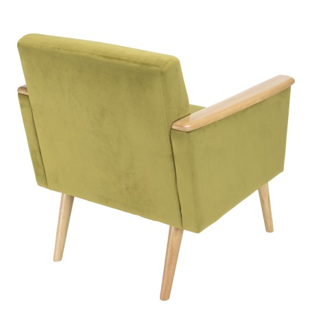 Fauteuil AGATHE - Velours vert clair et bois
