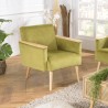 Fauteuil AGATHE - Velours vert clair et bois
