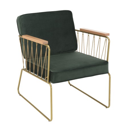 AGATHE Dark Green Velvet Armchair - Stylish Lounge Chair