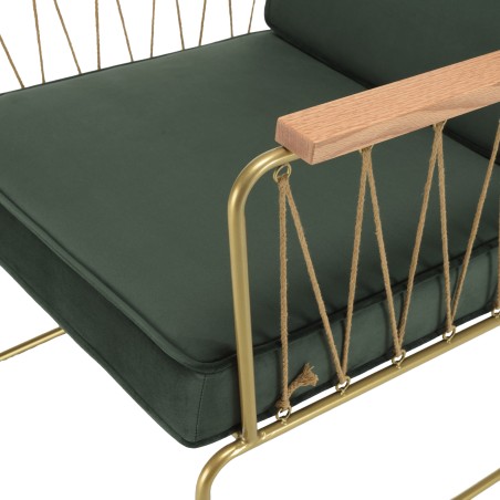 AGATHE Dark Green Velvet Armchair - Stylish Lounge Chair