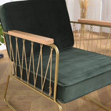 AGATHE Dark Green Velvet Armchair - Stylish Lounge Chair