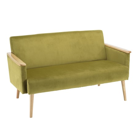 AGATHE Light Green Velvet 2-Seater Sofa - Wooden Legs & Armrests