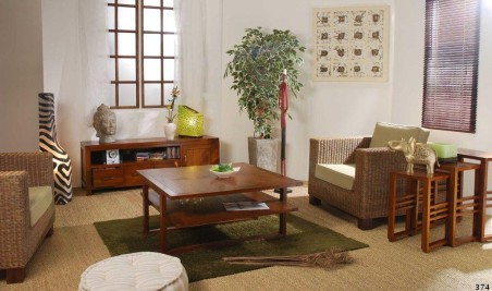 Meuble TV LORINE - Bois Mindi 3 tiroirs