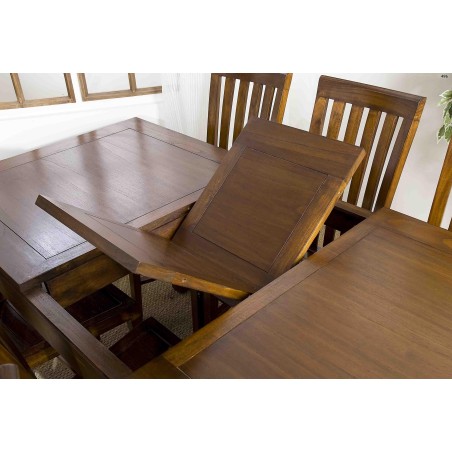 LORINE - Rectangular Dining Table in Brown with Extension, 160/200 cm