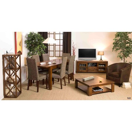 LORINE - Rectangular Dining Table in Brown with Extension, 160/200 cm