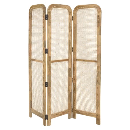 Paravent ISA en bois de manguier et cannage