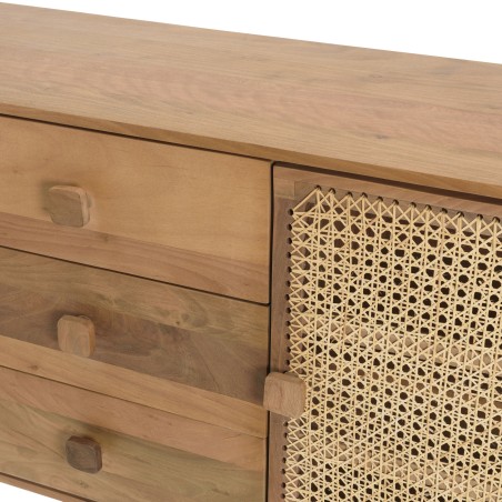 ISA - Brown Buffet 2 Doors 3 Drawers Jamelonier Wood and Cane