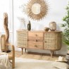 ISA - Brown Buffet 2 Doors 3 Drawers Jamelonier Wood and Cane
