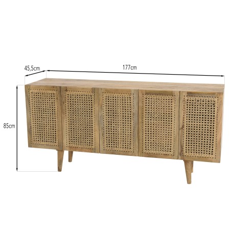 Buffet ISA - Bois de manguier et cannage naturel