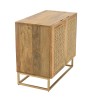 ISA - Natural 2-Door Buffet with Rattan Doors and Golden Metal Base