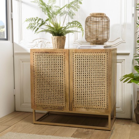 Buffet ISA en bois de manguier et cannage naturel