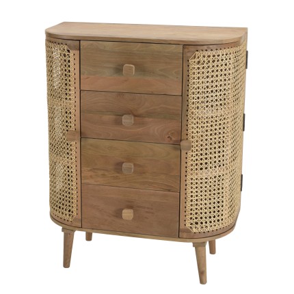 ISA Brown 2-Door Cabinet with 4 Drawers | Trendy Storage Solution