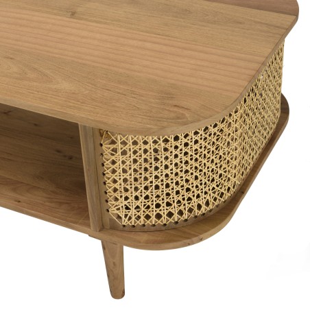 Meuble TV ISA en bois de jamelonier et cannage