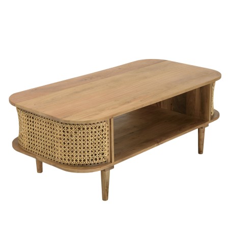 Meuble TV ISA en bois de jamelonier et cannage