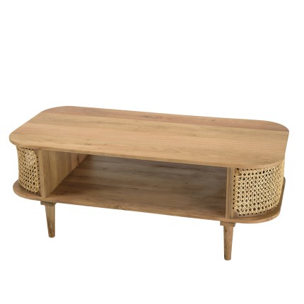 Meuble TV ISA en bois de jamelonier et cannage