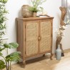 ISA Vintage Brown 2-Door Cabinet - Jamelonier Wood and Rattan