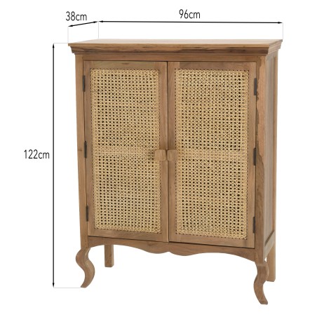 ISA Vintage Brown 2-Door Cabinet - Jamelonier Wood and Rattan