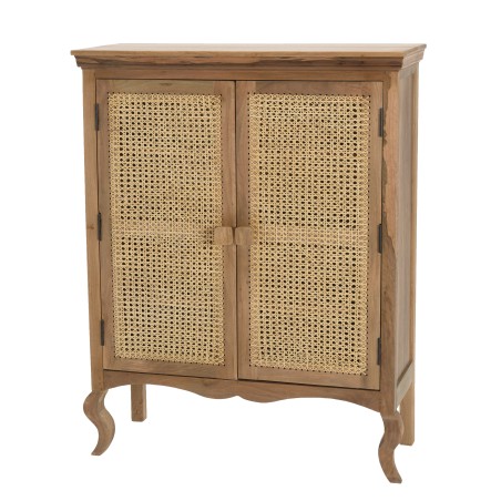 ISA Vintage Brown 2-Door Cabinet - Jamelonier Wood and Rattan