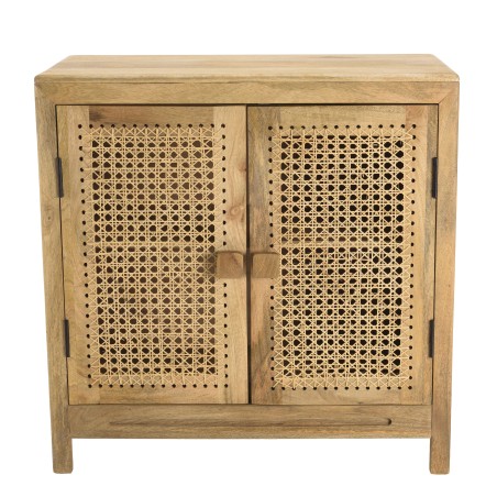 ISA - Buffet marron 2 portes bois de manguier et cannage