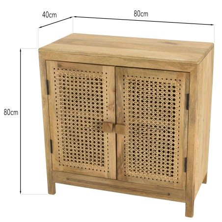 ISA Buffet - 2 Doors Mango Wood and Rattan Natural Color