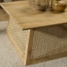 ISA Square Coffee Table - Brown Mango Wood and Natural Cane - Large Dimensions