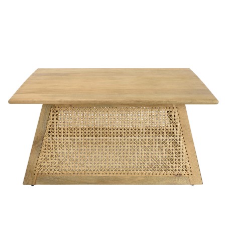 ISA Square Coffee Table - Brown Mango Wood and Natural Cane - Large Dimensions