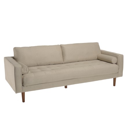 NELSON Beige 4-Seater Sofa with Wooden Legs - Large Comfortable Couch