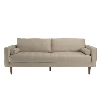 NELSON Beige 4-Seater Sofa with Wooden Legs - Large Comfortable Couch