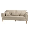Canapé beige 3 places NELSON - Pieds en bois clair