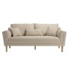 NELSON Beige 3-Seater Sofa with Wooden Legs