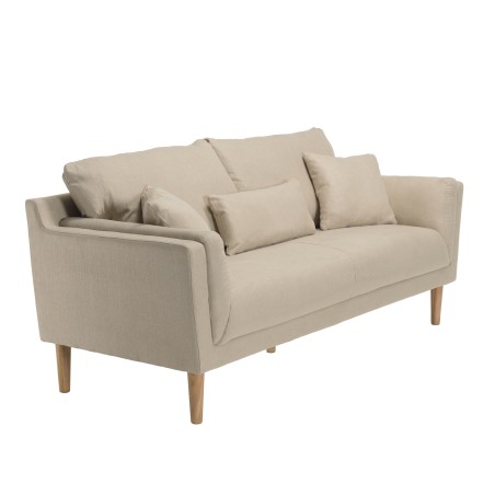 NELSON Beige 3-Seater Sofa with Wooden Legs