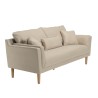 NELSON Beige 3-Seater Sofa with Wooden Legs